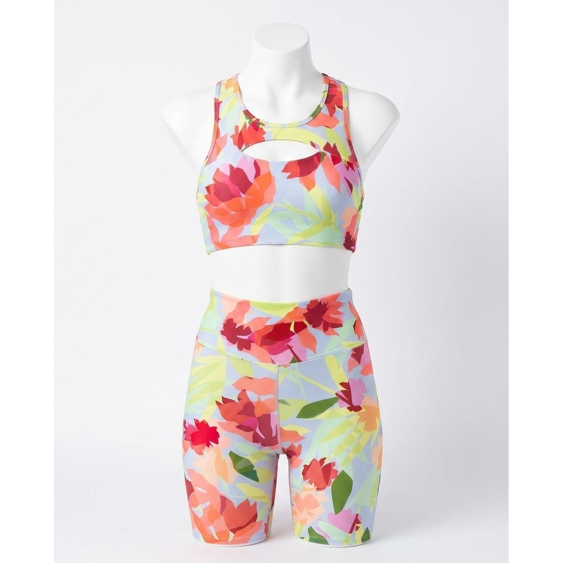 New Nicole Miller Cut Out Racerback Sports Bra In Oasis Light Blue